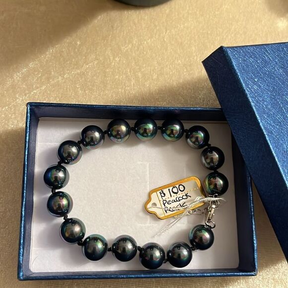 Peacock pearl shell Bracelet with 925 Sterling Silver clasp. 9-11mm deep. - Picture 7 of 7